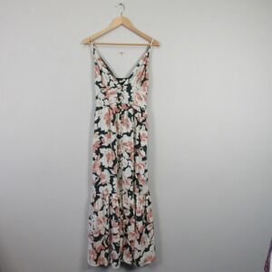 Abercrombie & Fitch Floral Midi Dress XS Tiered Linen Wedding Guest Sundress 474